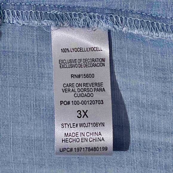 Democracy NWT Woven Banded Collar 3/4 Sleeve Ruffle Trim Button Down Shirt Sz 3X - Picture 4 of 8